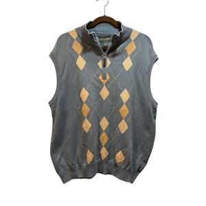 Lyle and Scott golf sweater vest blue argyle men’s large 1/4 zip